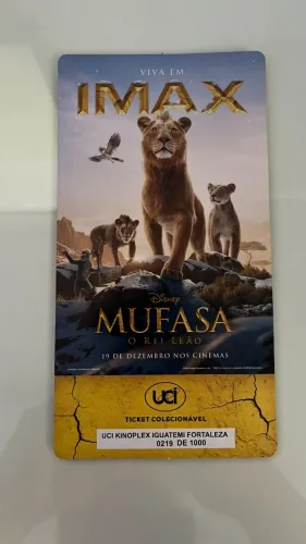 Ticket card colecionável mufasa o rei leão imax uci - ed. limitada 0219/1000