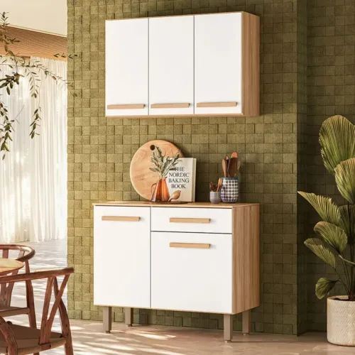 Armário de Cozinha Balcão e Aéreo Lemom - Entrega Imediata!