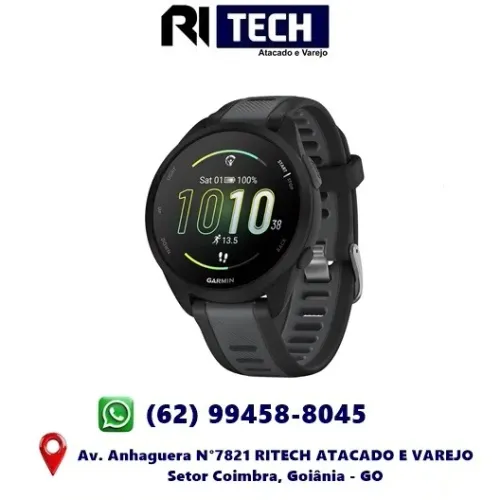 Smartwatch Garmin Relógio Forerunner 165 43mm com Monitor Cardíaco de Pulso e GPS