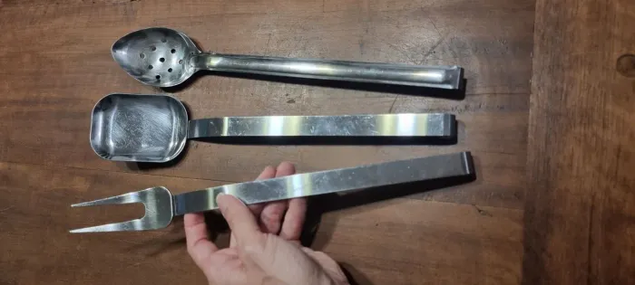 Conjunto de utensílios garfo colher em aço inox para buffet e servir arroz salada