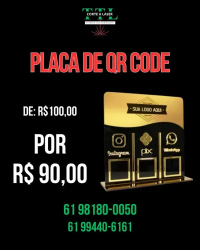 Placa em acrílico ou MDF QR CODE 