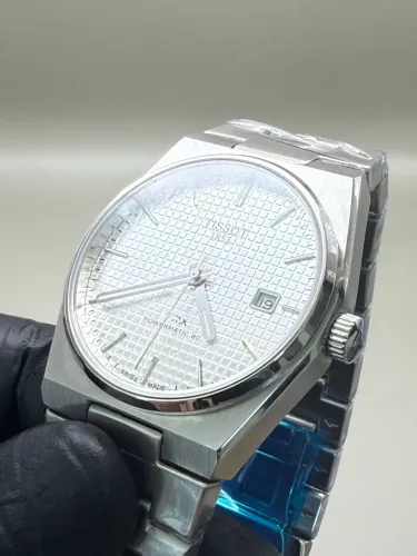 Relógio Masculino Automático 41mm Prata - Mostrador Branco Texturizado, Safira