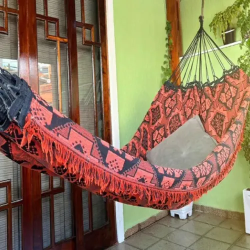 Rede de Descanso Solteiro - Laranja e Preta