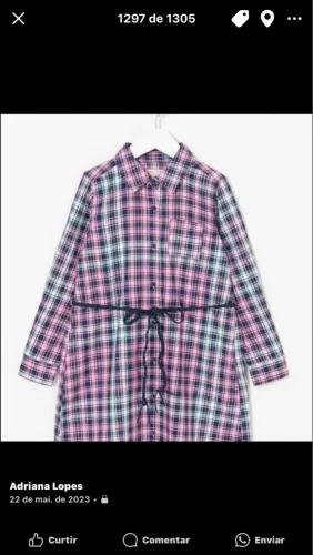 Camisa Xadrez Infantil/menina 7/8 anos. NOVA