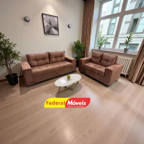 Sofá de 2 e 3 lugares Costura Dupla Oferta - Fazemos Entrega 
