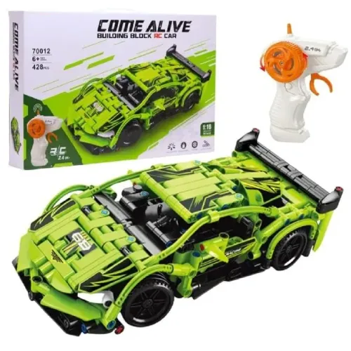 Carrinho Sport de Montar 70012 428 Peças Scale 1:16 Com Controle Remoto Verde