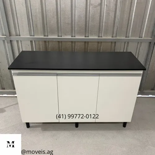 Armário de Cozinha com Tampo Preto 1.20