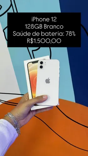 iPhone 12 128GB Branco Saúde de bateria: 78% R$1.500,00