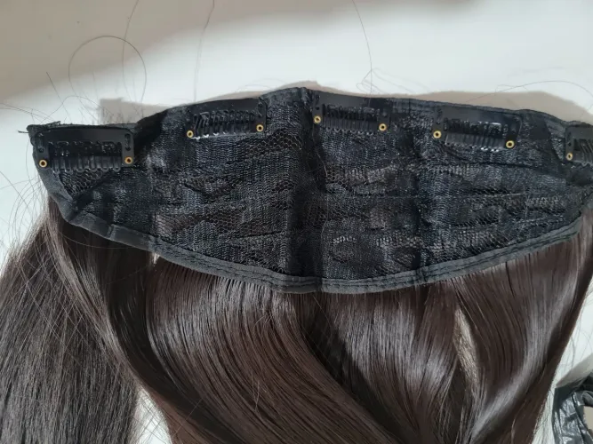 Aplique de cabelo castanho com presilhas 150g