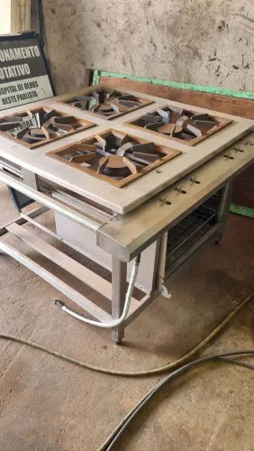 Fogao industrial de 4 bocas dupla de inox de baixa  pressão 
