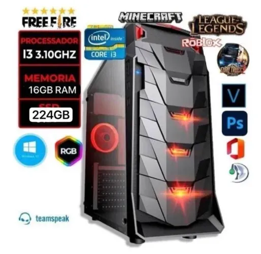 PC Gamer Intel Core i3 16GB RAM SSD 224GB - Roda Free Fire e mais!
