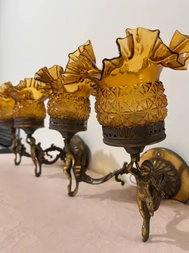 Par de arandelas dupla em bronze.