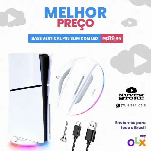 Base vertical PS5 Slim com Led promoção relâmpago somente hoje!