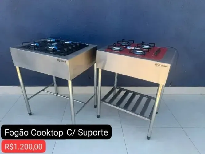Fogão cooktop com suporte inox....