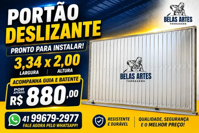 Portão novo de correr chapeado 