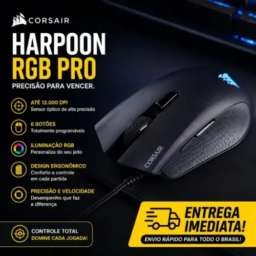 Mouse Gamer Corsair Harpoon RGB Pro 12000 DPI Ergonômico
