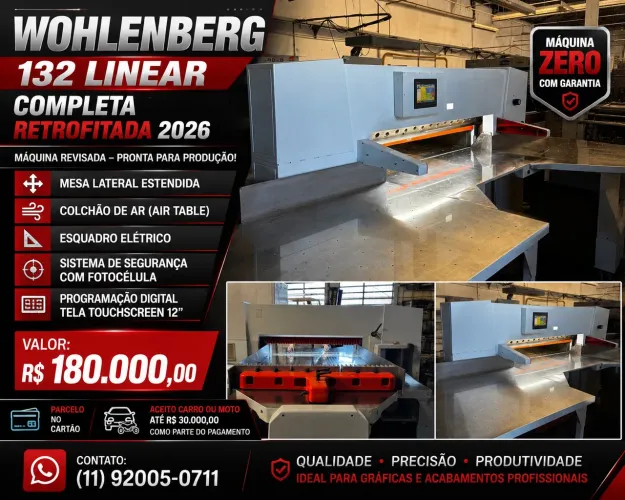 Guilhotina wohlenberg 132 completa retrofitada
