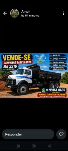 Vendo caminhão caçamba MB2216 ano 85/86
