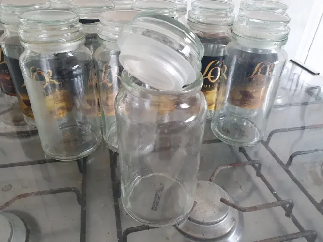 Potes de vidro L'OR 600ml com tampa hermética 15 unidades