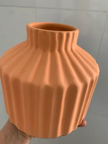 Vaso de Cerâmica Terracota Canelado - Tendência Decor Boho