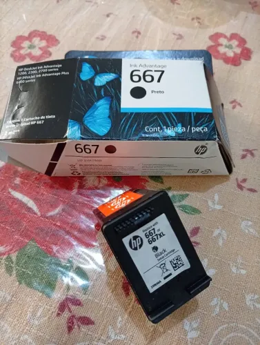 Cartucho de tinta Hp 667 preto pouca tinta, cartucho de tinta Hp 667