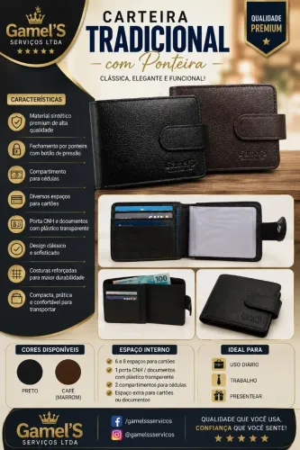 Carteira Tradicional com Ponteira