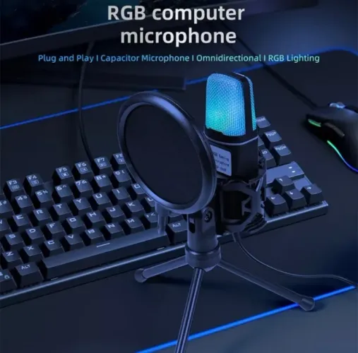 Microfone Gamer Condensador RGB - OFERTAS