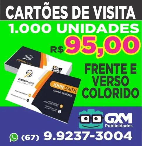 gráfica - publicidades - cartões de visita couche brilho frente milheiro