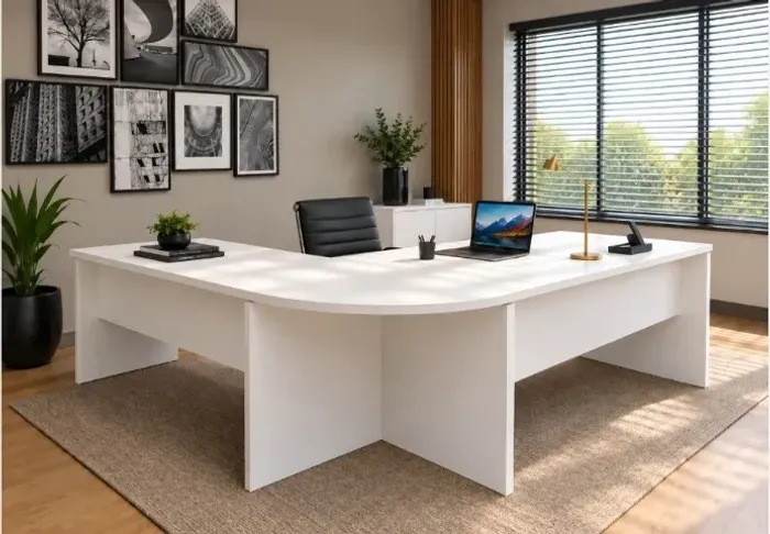 Mesa De Escritório Top White Office. L136cm x L 136cm x P60cm x A74cm Via WhatsApp