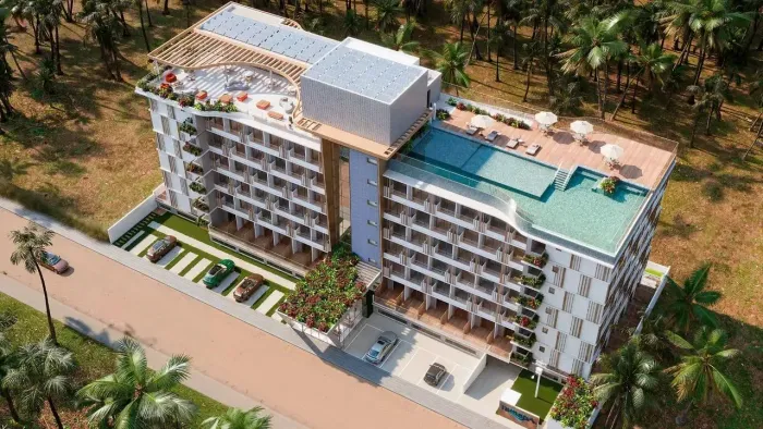 Flat a 170m do mar, próximo a Vila Padre Arlindo