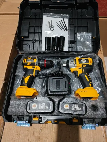 Kit Chave 2 Baterias NOVA 19 Peças Forte Parafusadeira Xave Bateria Pneumatica Furadeira