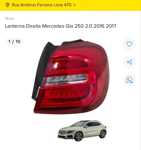 LANTERNA DIREITA MERCEDES GLA 250 2017 COM NF E GARANTIA 