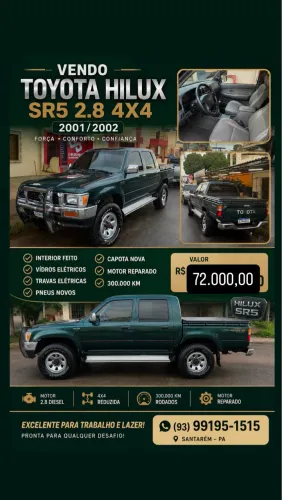 Toyota Hilux CD SR5 4X4 2.8 Diesel 2001
