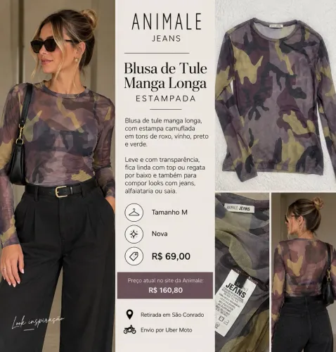 Blusa tule Animale