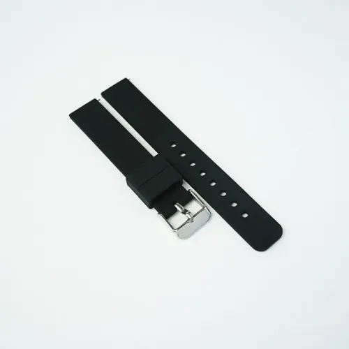 Bracelete Prata G em Silicone Preto