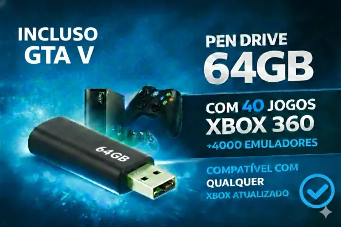 Pen Drive com 50 jogos para Xbox 360 + 4000 jogos de emulador 