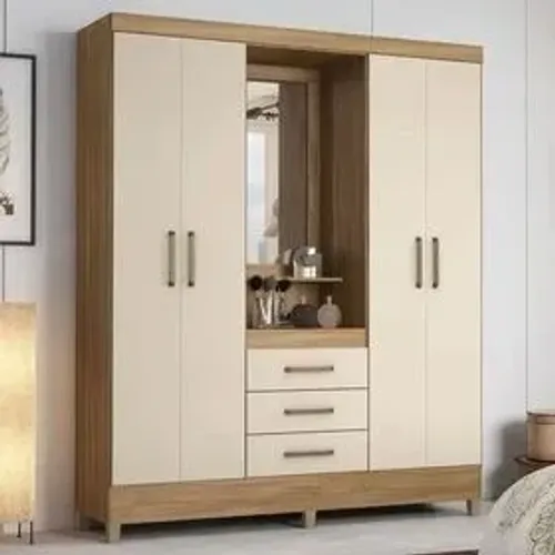 Guarda Roupa 4 Portas 3 Gavetas com Espelho - (Entregamos)! 
