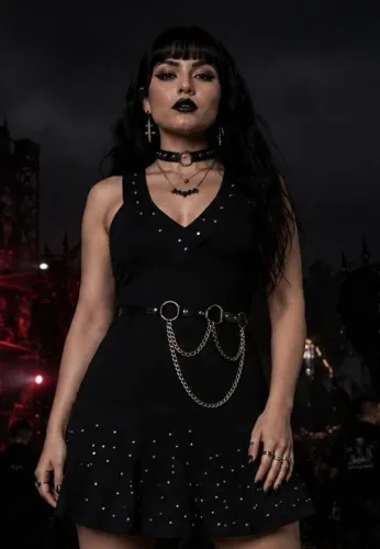 vestido rock rocker gotico leia a descrição dark spike goth