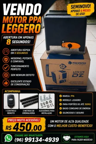 MOTOR PPA LEGGERO - ABERTURA EM 8 SEGUNDOS