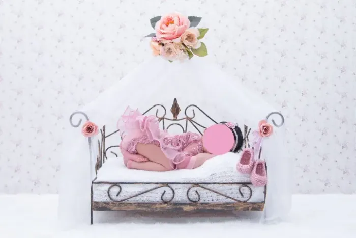 Prop Newborn Cama de Ferro para Fotografia de Recém-Nascido