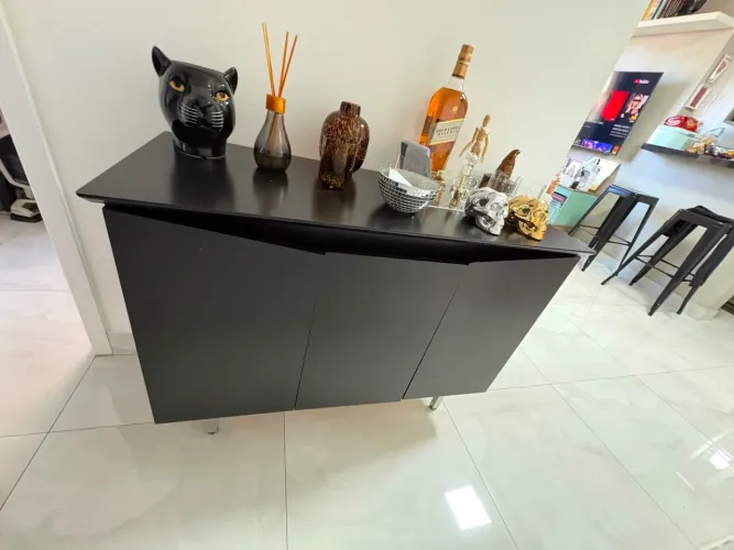 Buffet Aparador Moderno Preto Fosco - 3 Portas