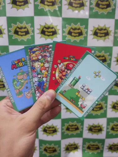 KIT 4 Adesivos Película p/ Cartões Mario World Luigi Yoshi Toad Clássico - NerdDog Store