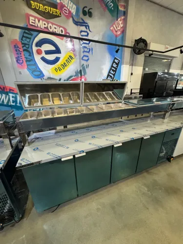 BALCAO DE SERVICO REFRIGERADO CONDIMENTADOR 2,50 METROS INOX REFRIMATE nova 