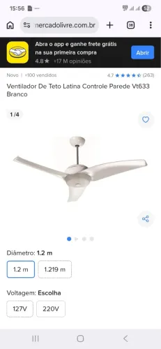 Vendo Ventilador de teto com controle na parede