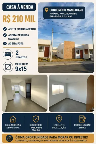 Vendo casa de 2/4 no condomínio flor do mandacaru