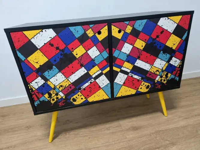 Armário buffet retrô colorido 2 portas - 89 cm