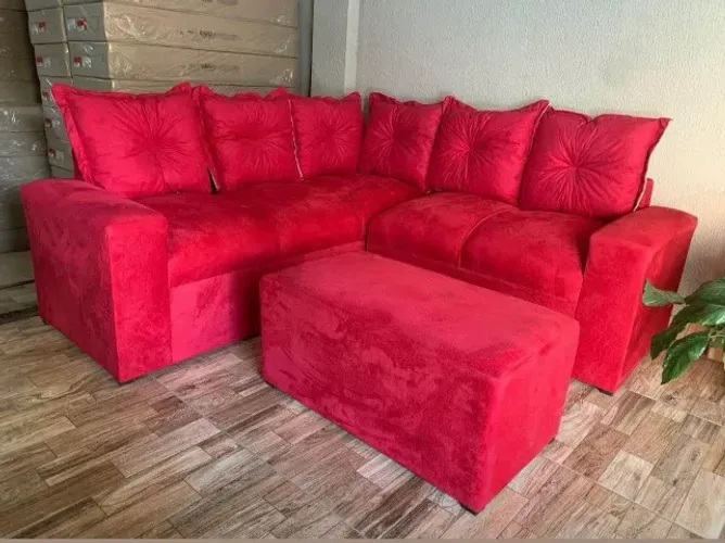 Sofá de Canto Com Puff