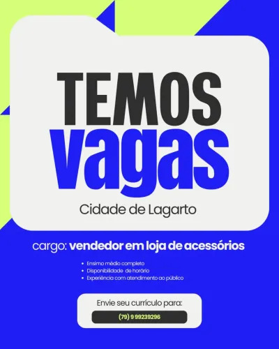 Vaga de emprego para vendedor 