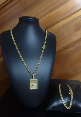 Corrente e Pulseira Banhado a Ouro 18k
