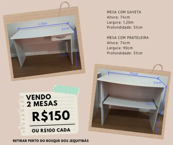 2 mesas MDF usadas
